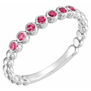 14K White Gold Natural Ruby Stackable Ring. 71813:60010:P