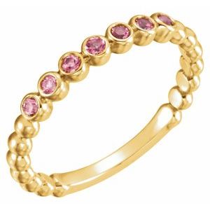 14K Yellow Gold Natural Pink Tourmaline Stackable Ring. 71813:60017:P