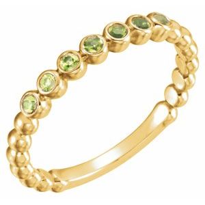 14K Yellow Gold Natural Peridot Stackable Ring. 71813:60013:P