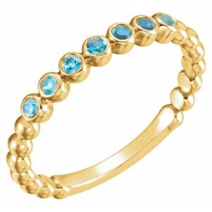14K Yellow Gold Natural Blue Zircon Stackable Ring. 71813:60021:P