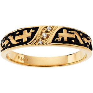 14K Yellow Gold 1.3 mm Round Men's Cross Band. R16647:162851:P