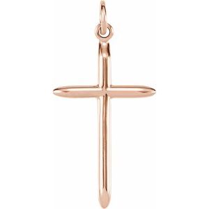 14K Rose Gold 25.7x14 mm Cross Pendant