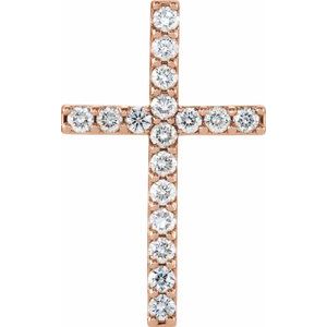 14K Rose Gold 1 CTW Diamond Petite Cross Pendant