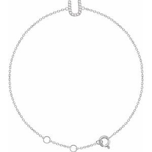 14K White Gold .05 CTW Diamond Initial U 6-7" Bracelet. 652689:60021:P