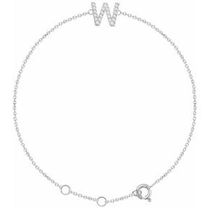 14K White Gold .07 CTW Diamond Initial W 6-7" Bracelet. 652689:60023:P