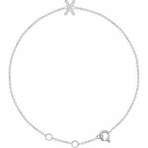 14K White Gold .04 CTW Diamond Initial X 6-7" Bracelet. 652689:60024:P