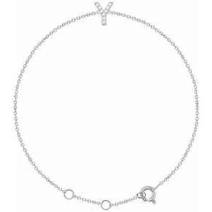 14K White Gold .04 CTW Diamond Initial Y 6-7" Bracelet. 652689:60025:P