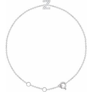 14K White Gold .06 CTW Diamond Initial Z 6-7" Bracelet. 652689:60026:P