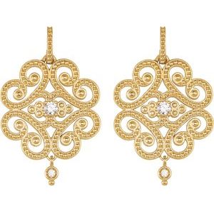 14K Yellow Gold 1/5 CTW Diamond Granulated Earrings