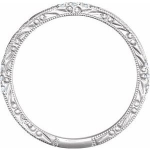 14K White Gold 1/10 CTW Diamond Hand-Engraved Anniversary Band. 653115:608:P