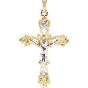 14K Yellow/White Gold 35x24.5 mm Crucifix Pendant