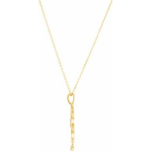 14K Yellow Gold .08 CTW Diamond Granulated 18" Necklace