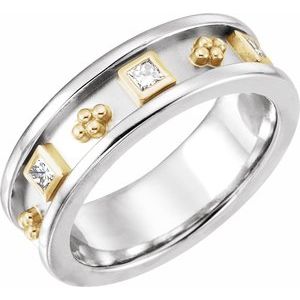 14K White/Yellow Gold 2x2 mm Square Etruscan-Style Band. 120424:252748:P