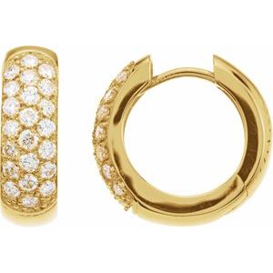 14K Yellow Gold 7/8 CTW Diamond Hoop Earrings. 67150:101:P