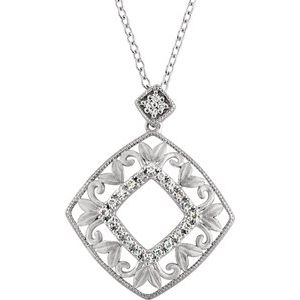 Sterling Silver 1/6 CTW Diamond Filigree 18" Necklace