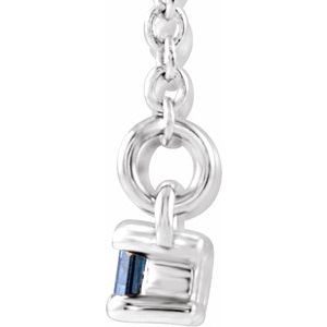 14K White Gold Natural Blue Sapphire & 1/6 CTW Diamond Bar 16-18" Necklace