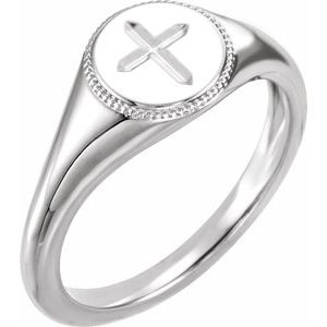 14K White Gold Cross Ring
