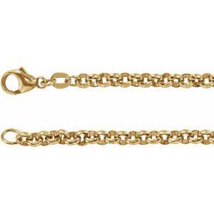 14K Yellow Gold 3.8 mm Rolo Chain Bracelet