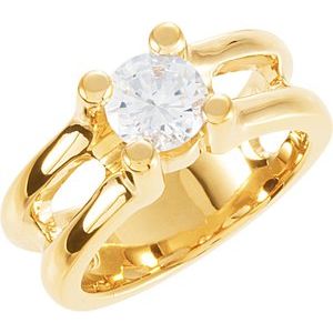 14K Yellow Gold 6.5 mm Round Engagement Ring. 120263:214917:P