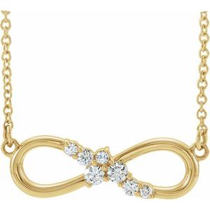 14K Yellow Gold 1/8 CTW Diamond Infinity-Inspired Bar 16" Necklace