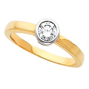 14K Yellow & White Bezel-Set Solitaire Engagement Ring. 120060:223789:P