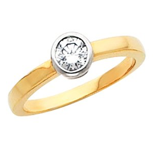 14K Yellow & White Bezel-Set Solitaire Engagement Ring. 120060:223789:P