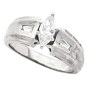 14K White Gold 8x4.5 mm Marquise Engagement Ring. 120290:246414:P