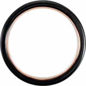Black & 18K Rose Gold PVD Tungsten 6 mm Grooved Comfort-Fit Men's Band. TAR51907:1006:P