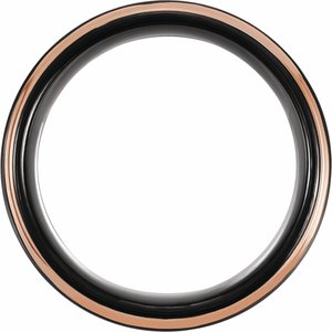 18K Rose Gold PVD & Black PVD Tungsten 8 mm Stepped-Edge Comfort-Fit Flat Men's Band. TAR51908:1006:P