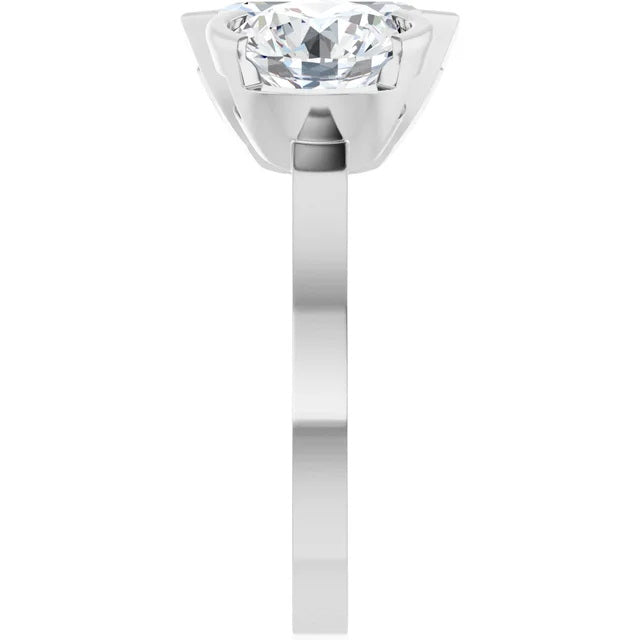 Ladies 14K White Gold Engagement Ring With Lab Diamonds. 4CTW Round/Emerald Cut Center Stone. VS Clarity, F Color