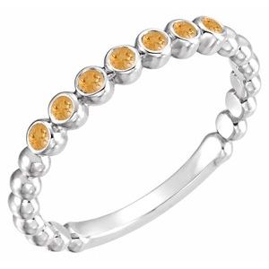 14K White Gold Natural Citrine Stackable Ring. 71813:60018:P