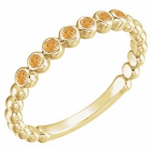 14K Yellow Gold Natural Citrine Stackable Ring. 71813:60019:P
