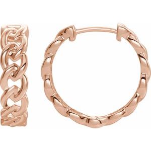 14K Rose Gold Chain Link Hinged 19.6 mm Hoop Earrings. 653403:602:P