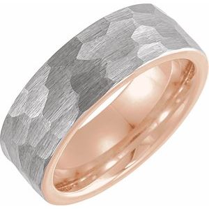 18K Rose Gold PVD Tungsten 8 mm Comfort-Fit Flat Men's Band. TAR52028:648:P