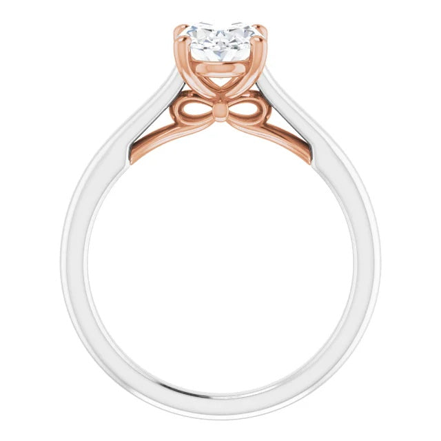 Ladies 14K SolitaireWhite Gold Lab Diamond Engagement Ring With 1ct Center Stone VS Clarity, F Color