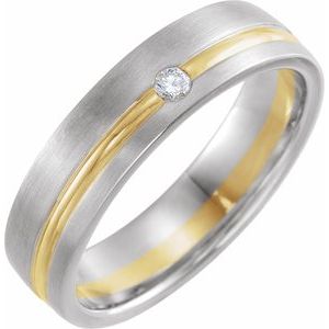 14K White/Yellow/White Gold .07 CT Diamond Men's Band. 122264:6004:P