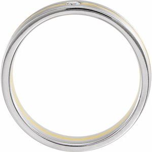 14K White/Yellow/White Gold .07 CT Diamond Men's Band. 122264:6004:P