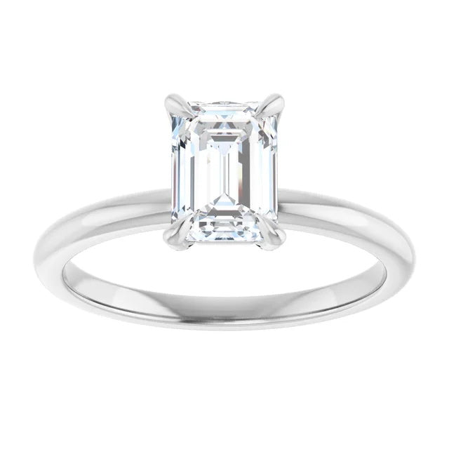 Ladies 14K SolitaireWhite Gold Lab Diamond Engagement Ring With 1ct Center Stone VS Clarity, F Color
