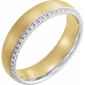 14K Yellow & White Gold 6 mm 1/4 CTW Diamond Band. 122258:6000:P