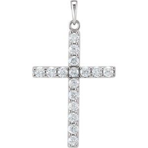 Platinum 1 CTW Diamond Cross Pendant