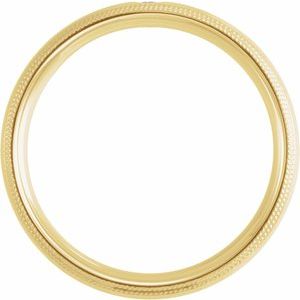 14K Yellow Gold .04 CT Diamond Half Round Comfort-Fit Milgrain Men's Band. 124228:6045:P