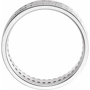 14K White Gold 1 1/8 CTW Diamond Double Row Channel-Set 7 mm Flat Men's Band. 124238:6012:P