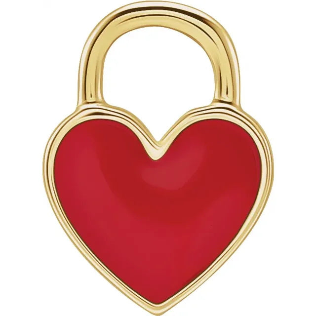 14K Yellow Red Enameled Heart Charm/Pendant