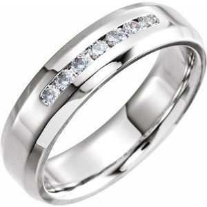 14K White Gold 1/4 CTW Diamond Beveled-Edge Band. 124235:6012:P