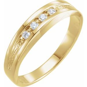 14K Yellow Gold 1/8 CTW Diamond Men's Band. 67890:102:P