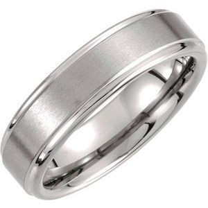 Tungsten 6 mm Stepped-Edge Inlay Comfort-Fit Men's Band. TAR204:0006:P