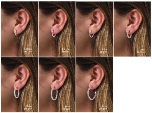 14K White Gold 2 CTW Diamond Inside-Outside Hinged 20 mm Hoop Earrings. 653631:114:P