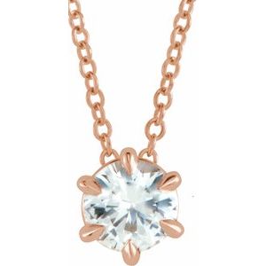 14K Rose Gold 1/2 CT Diamond Solitaire 16-18" Necklace. 87126:6117:P