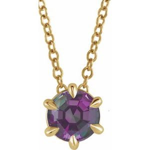 14K Yellow Gold 5 mm Lab-Grown Alexandrite Solitaire 16-18" Necklace. 87126:6102:P