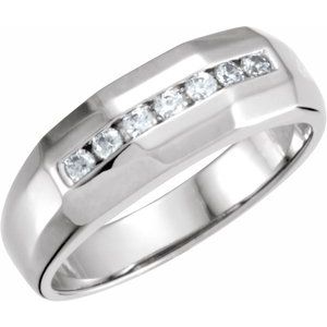 14K White Gold 1/5 CTW Diamond Channel-Set Band. 60138:207321:P